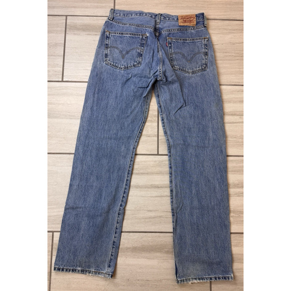 Levis 501 Button Fly Vintage Denim Blue‎ Jeans Men's 34x34 Distressed Y2K - Picture 2 of 6